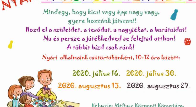 Nyári társasjáték klub a Méliusz Könyvtárban